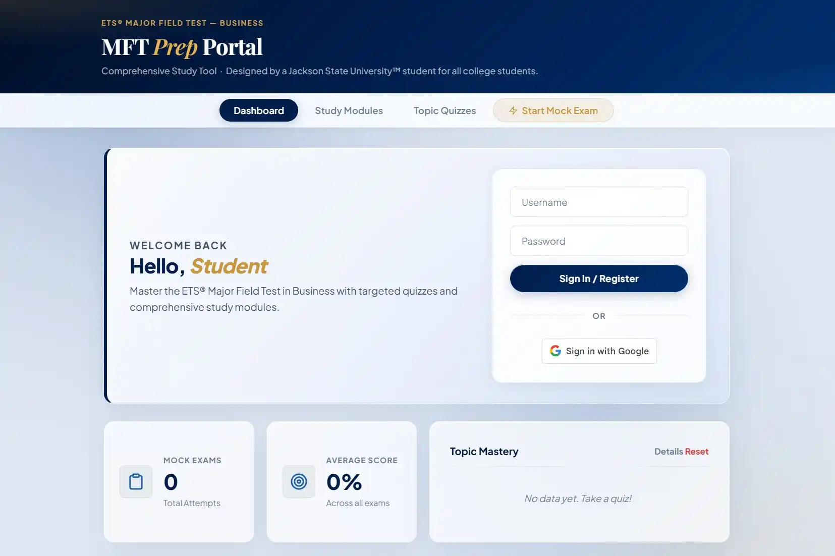Major Field Test screenshot